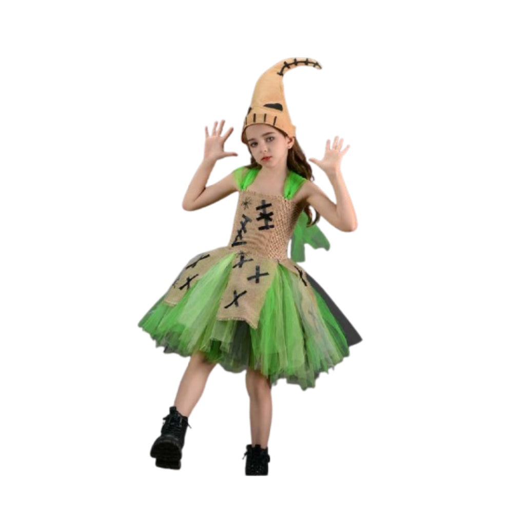 Cosplay Costume Fille Oogie Boogie L'Étrange Noël de Monsieur Jack Tutu Robe Verte Enfant