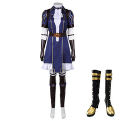 Arcane: League of Legends Saison 2(2024) Caitlyn Tenue Bleue à Manches Courtes Cosplay Costume