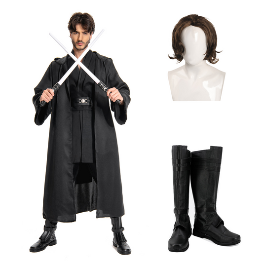 Anakin Skywalker Tenue Jedi Noire Cosplay Costume Version Noire