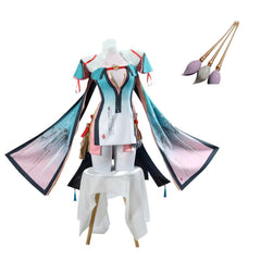 Wuthering Waves Zhezhi Tenue Blanche et Bleue Cosplay Costume