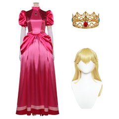 Adulte Super Mario Bros Peach Ensemble Cosplay Costume Carnaval