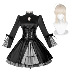 Cosplay Costume Altria Pendragon Fate Grand Order Jeu Cosplay Robe Noire Femme Perruque