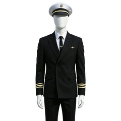 Cosplay Costume Frank Abagnale Catch Me If You Can(2002) Film Cosplay Uniforme de Pilote Noir Homme
