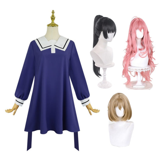 Cosplay Costume Kagari Mimi/Lizzy Seiran/Totsuki Sheena Je Veux T'Aimer Jusqu'à Ta Mort(2026) Anime Cosplay JK Robe Uniforme Bleu Femme Perruque