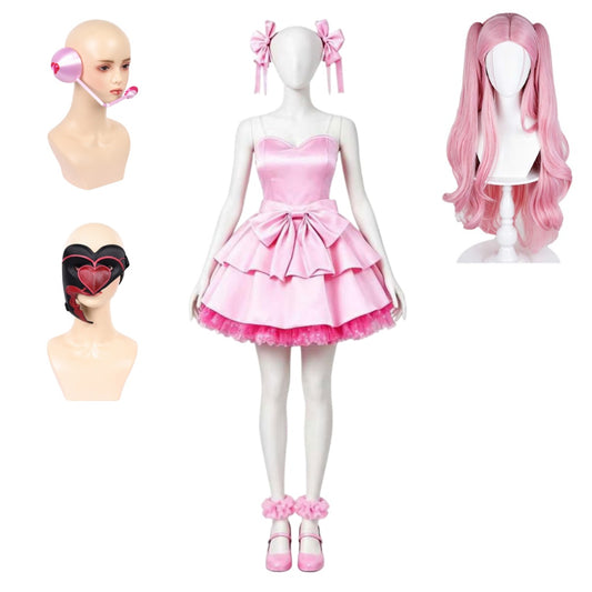 Cosplay Costume Mizi Zombie Stage AU Alien Stage(2026) TV Cosplay Robe Rose Femme Mic Perruque Masque