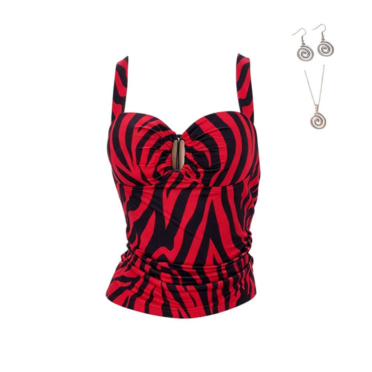 Cosplay Costume Nikki Obsession(2026) Film Cosplay Haut Rouge Femme Collier Boucles d'Oreilles