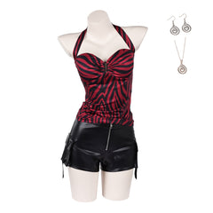 Cosplay Costume Nikki Obsession Film Cosplay Tenue Rouge et Noire Femme Collier Boucle d'Oreille