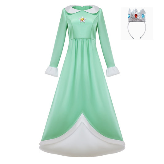 Cosplay Costume Princess Rosalina The Super Mario Galaxy Movie(2026) Film Cosplay Robe Verte Femme Couronne