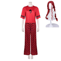 Cosplay Costume Red Descendants: Wicked Wonderland(2026) Film Cosplay Pyjama Rouge Femme Perruque