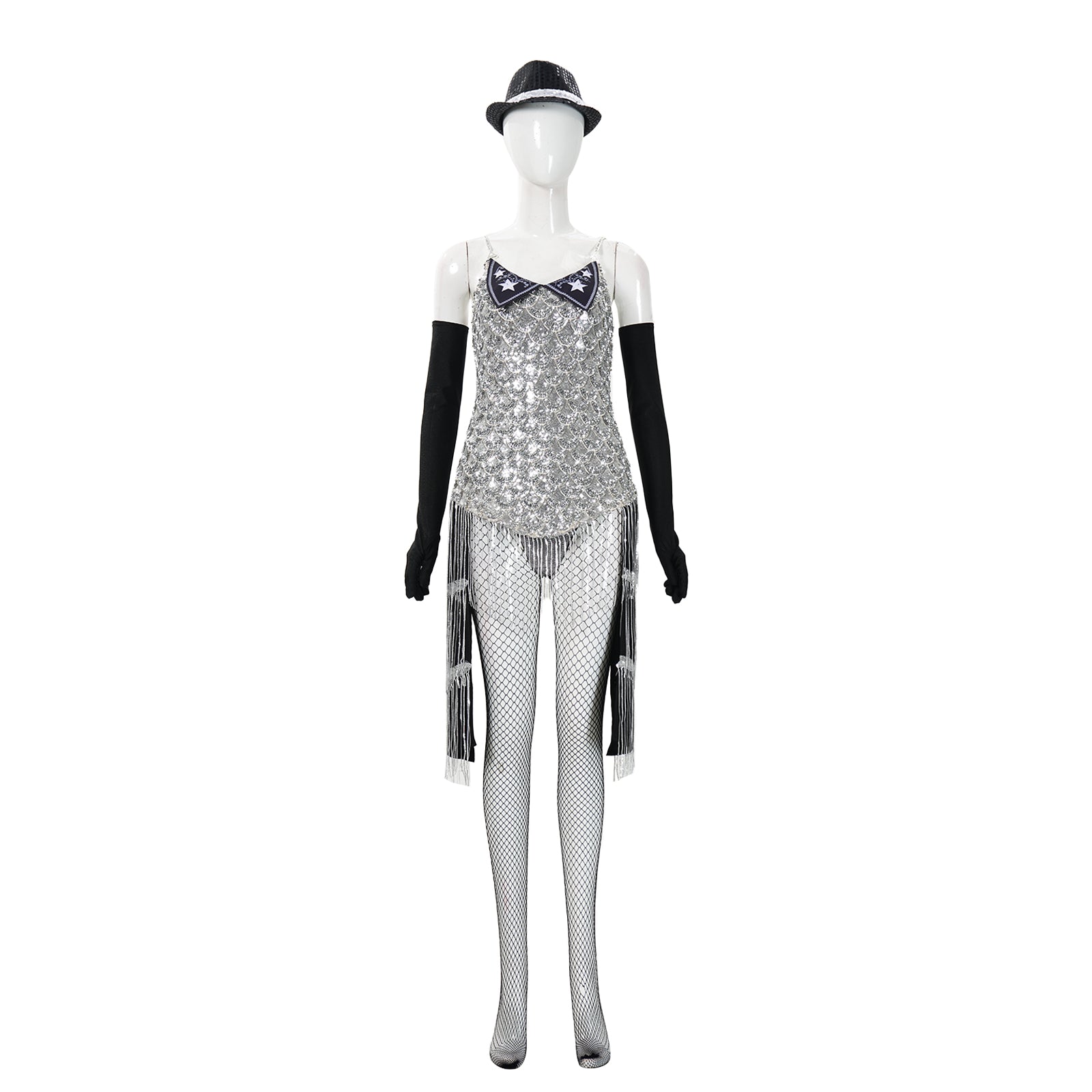 Cosplay Costume Satine Moulin Rouge Comédie Musicale Cosplay Robe Argentée et Noire Femme