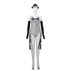 Cosplay Costume Satine Moulin Rouge Comédie Musicale Cosplay Robe Argentée et Noire Femme