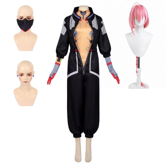 Cosplay Costume Talia Yang Cyberpunk: Edgerunners 2(2026) TV Cosplay Tenue Noire Femme Perruque Masque Boucles d'Oreilles