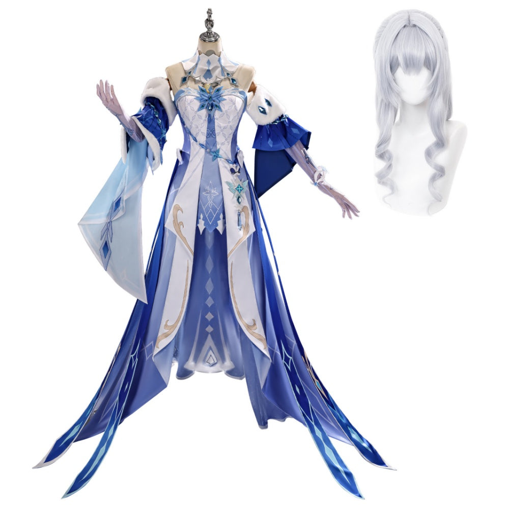 Cosplay Costume The Tsaritsa Genshin Impact Jeu Cosplay Robe Blanche et Bleue Femme
