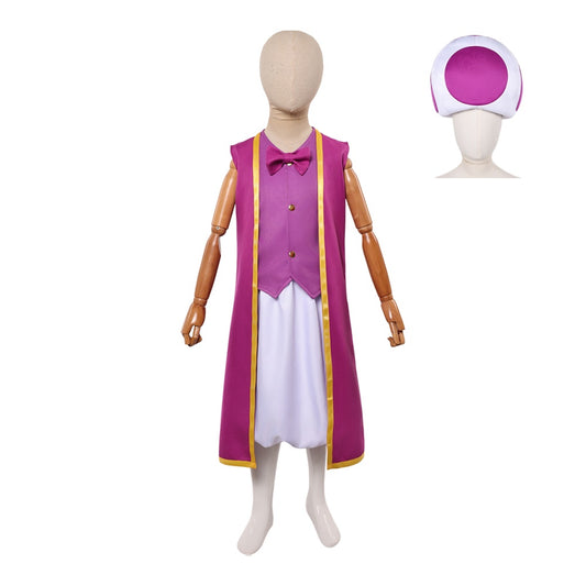 Cosplay Costume Toad Violet The Super Mario Galaxy Movie(2026) Film Cosplay Tenue Enfant Chapeau