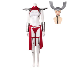 Cosplay Costume Universa Invincible 4(2026) TV Cosplay Tenue Rouge et Blanche Femme Couvre-chef