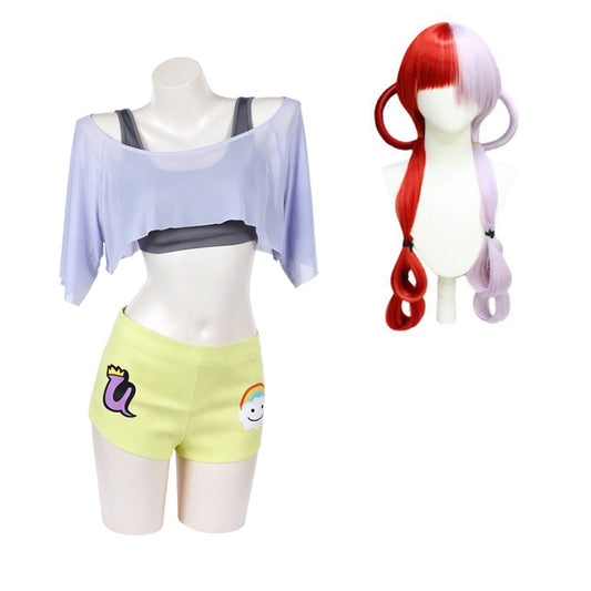 Cosplay Costume Uta One Piece: Heroines(2026) Anime Cosplay Tenue Grise et Jaune Femme Perruque
