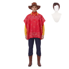 Cosplay Costume Woody Film Cosplay Tenue Rouge Homme Perruque