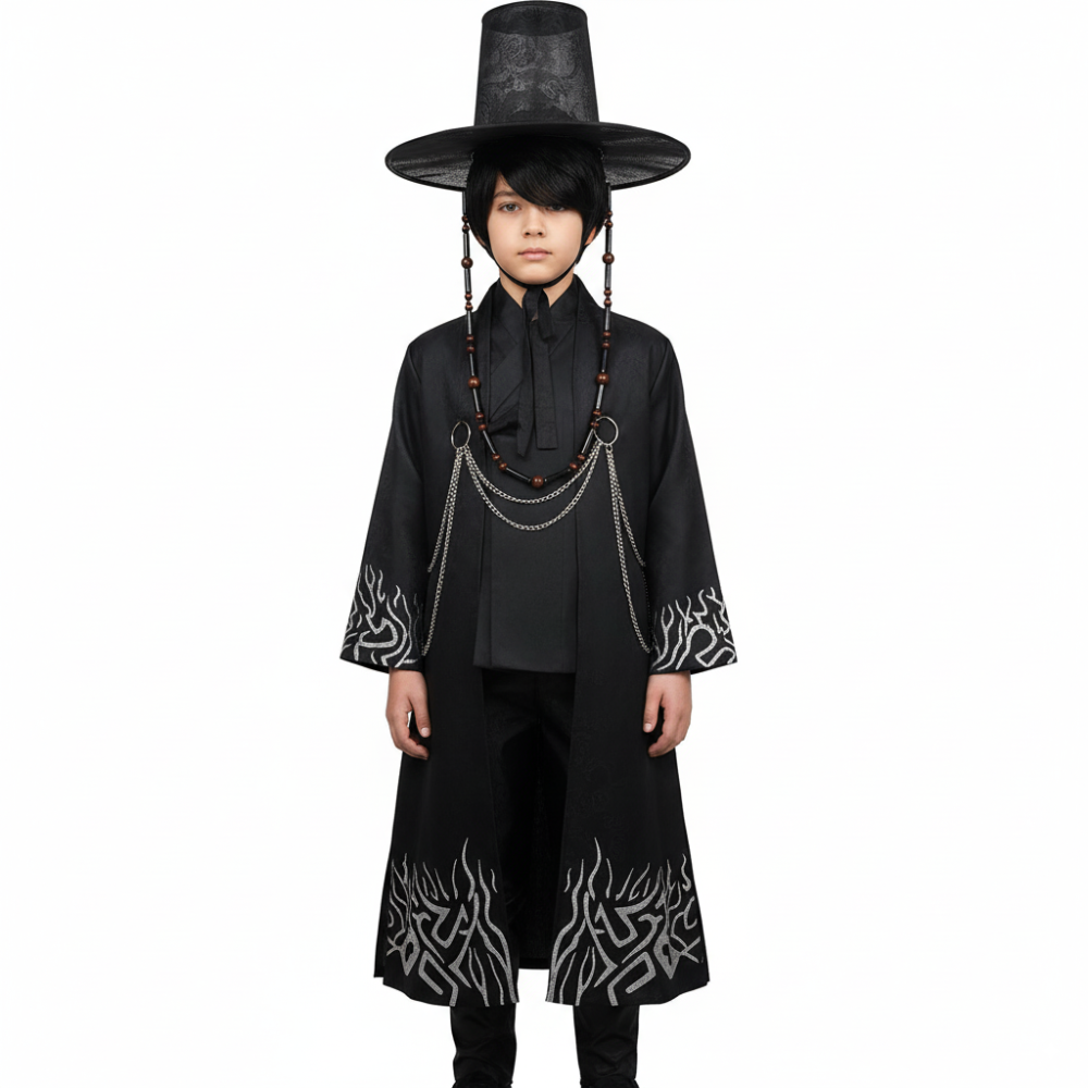 Enfant Kpop Demon Hunters(2025) Saja Boys Tenue Noire Cosplay Costume