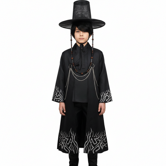 Enfant Kpop Demon Hunters(2025) Saja Boys Tenue Noire Cosplay Costume
