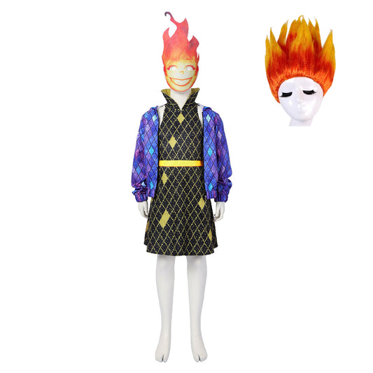 Enfant Élémentaire Ember Robe+Veste+Masque Cosplay Costume