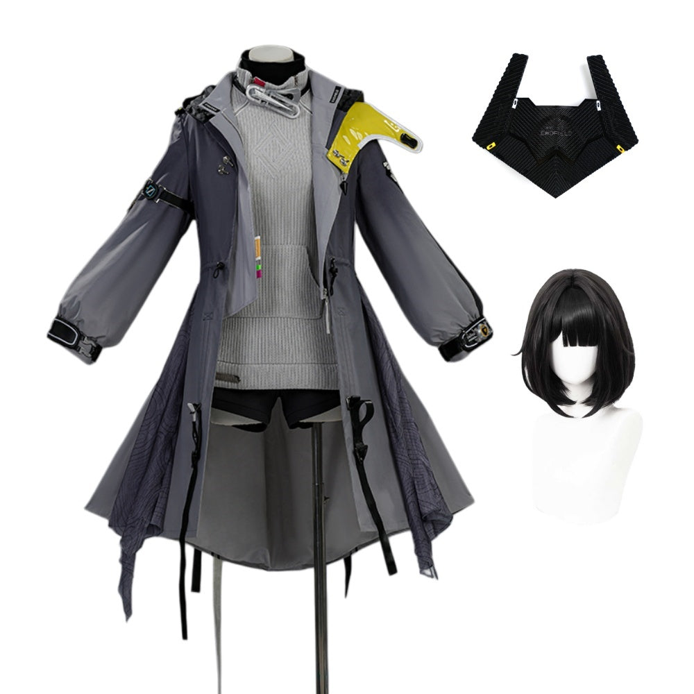 Femme Arknights: Endfield(2026) Endministrator Tenue Grise Cosplay Costume Masque Perruque