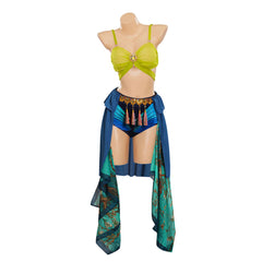Femme Tenue Verte et Bleue pour Spectacle Cosplay Costume