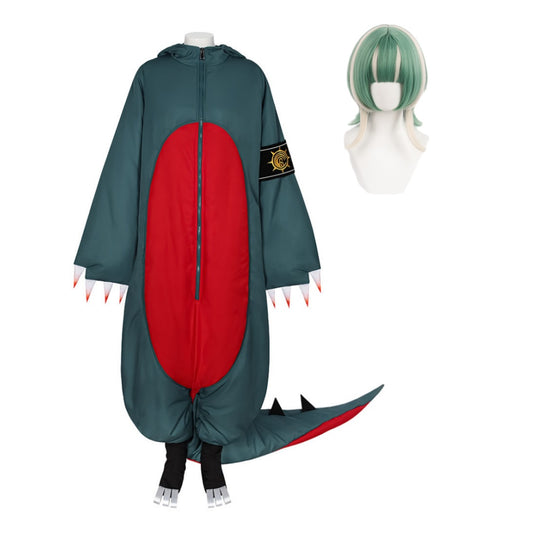 Gachiakuta Gita Tenue Grise et Rouge Cosplay Costume Perruque