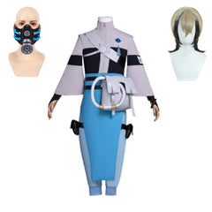 Gachiakuta Zanka Tenue Grise et Bleue Cosplay Costume Perruque Masque