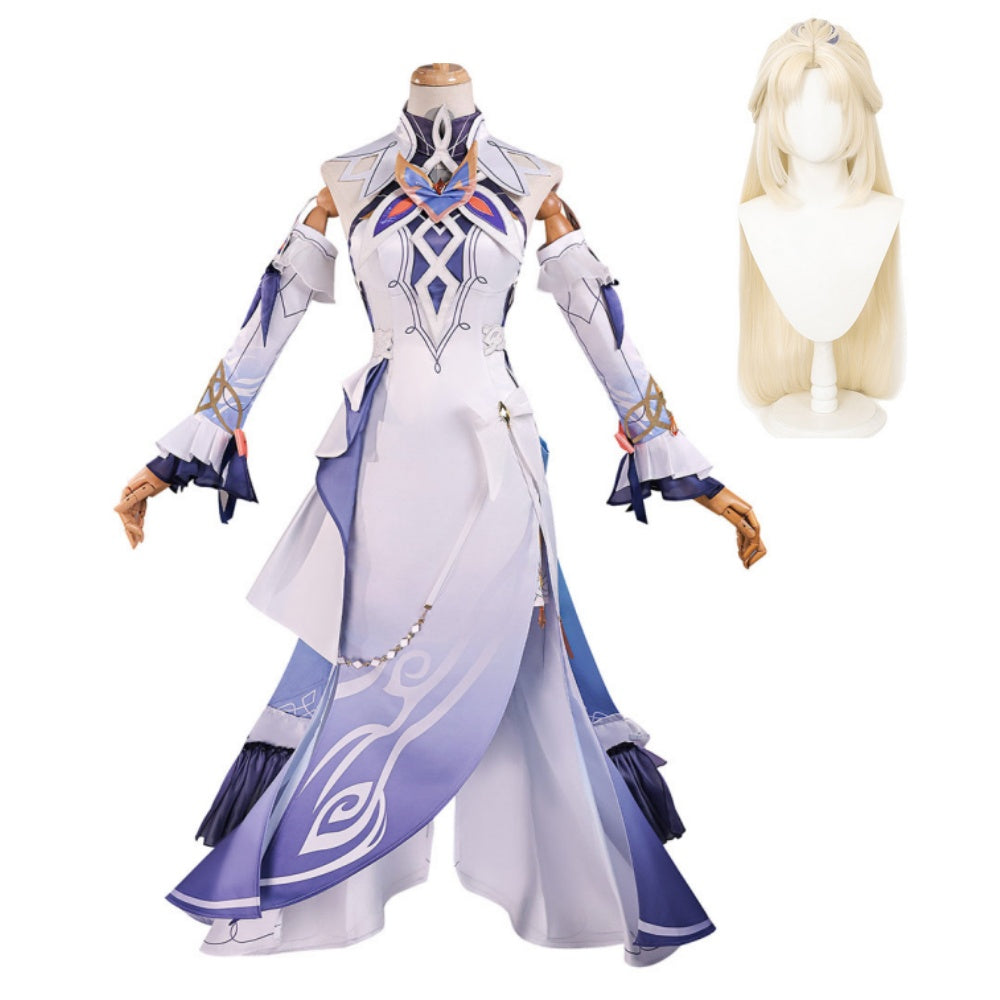 Genshin Impact Nicole Reeyn Robe Violette et Blanche Cosplay Costume Perruque