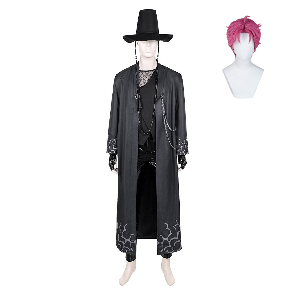 KPop Demon Hunters(2025) Abby Saja Tenue Noire Cosplay Costume Perruque