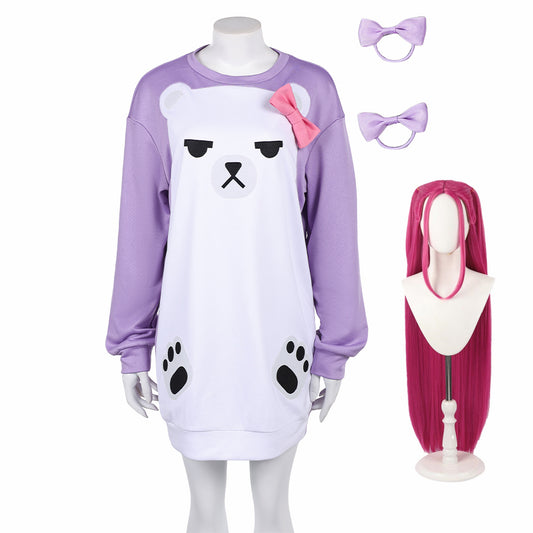 Enfant&Femme KPop Demon Hunters(2025) Huntrix Mira Pyjama Violet et Blanc Cosplay Costume