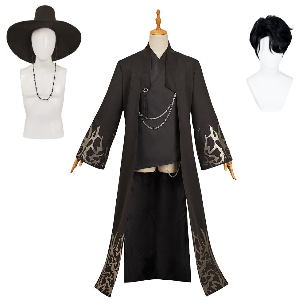 KPop Demon Hunters(2025) Saja Boys Jinu Saja Haut+Veste Noire Cosplay Costume Perruque hapeau
