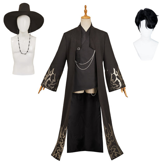 KPop Demon Hunters(2025) Saja Boys Jinu Saja Haut+Veste Noire Cosplay Costume Perruque hapeau