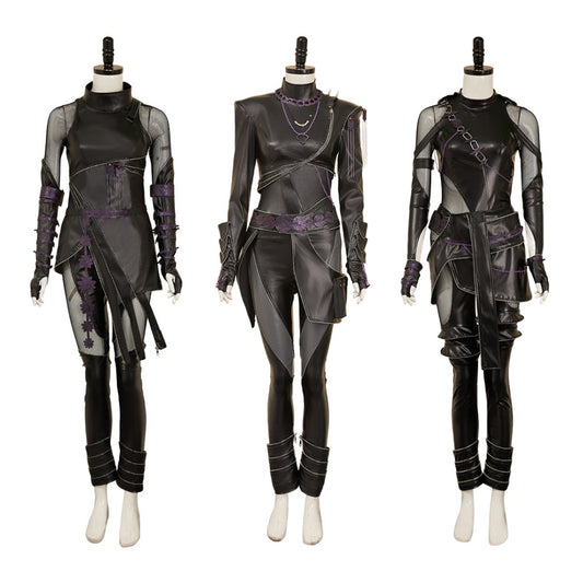 Kpop Demon Hunters(2025) Huntrix Rumi Mira Zoey Tenue Noire en Cuir Cosplay Costume