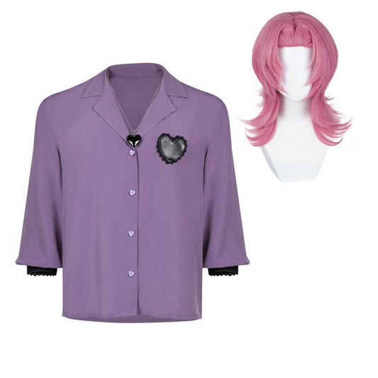 Kpop Demon Hunters(2025) Romance Saja Chemise Violette Cosplay Costume Perruque