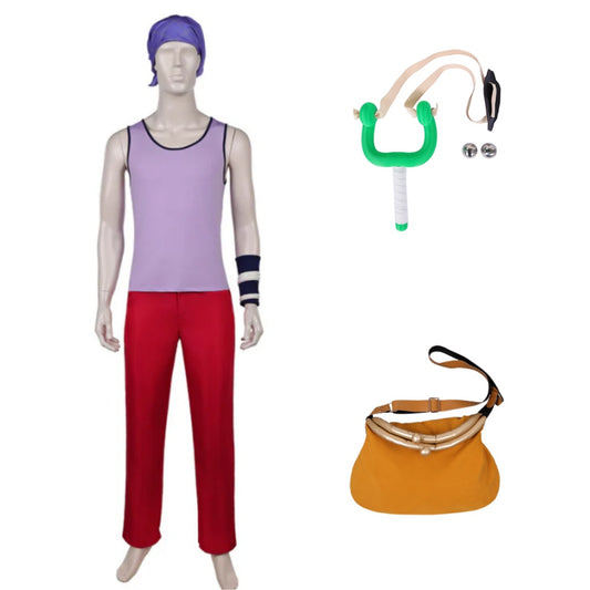 One Piece Live Action 2(2026) Usopp Tenue Violette et Rouge Cosplay Costume