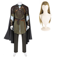 The Lord of The Rings Legolas Tenue Verte de Luxe Cosplay Costume Perruque