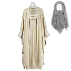 The Lord of the Rings Saruman Tenue Beige Cosplay Costume Perruque