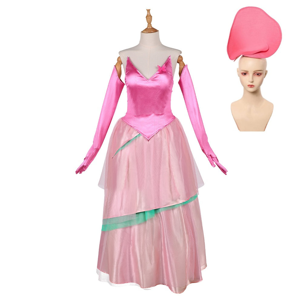 Wicked: For Good(2025) Glinda Robe Rose Cosplay Costume Chapeau