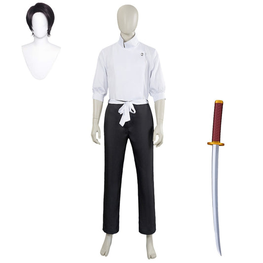 Yuta Okkotsu Tenue Blanche et Noire Cosplay Costume Couteau Perruque
