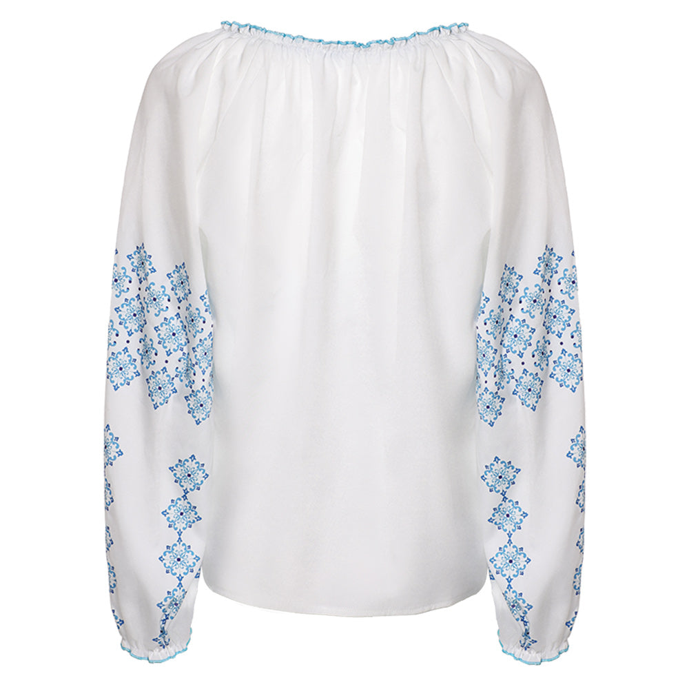 ABBA Anni-Frid Synni Lyngstad Chemise Bleu et Blanc 1970S Cosplay Costume
