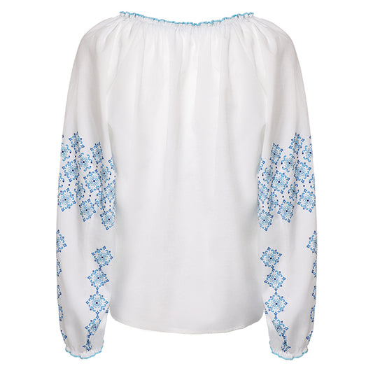 ABBA Anni-Frid Synni Lyngstad Chemise Bleu et Blanc 1970S Cosplay Costume