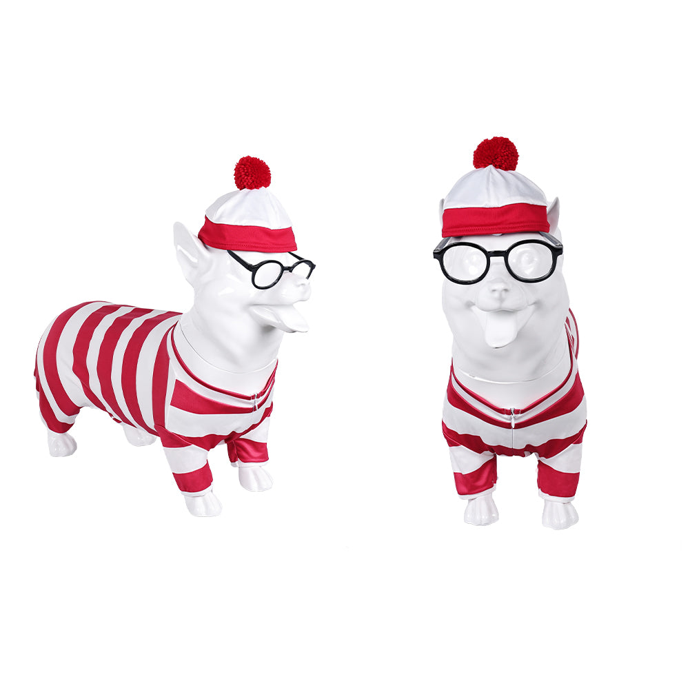 Animal Ou est Charlie Costume Rayé Rouge et Blanc pour Chien