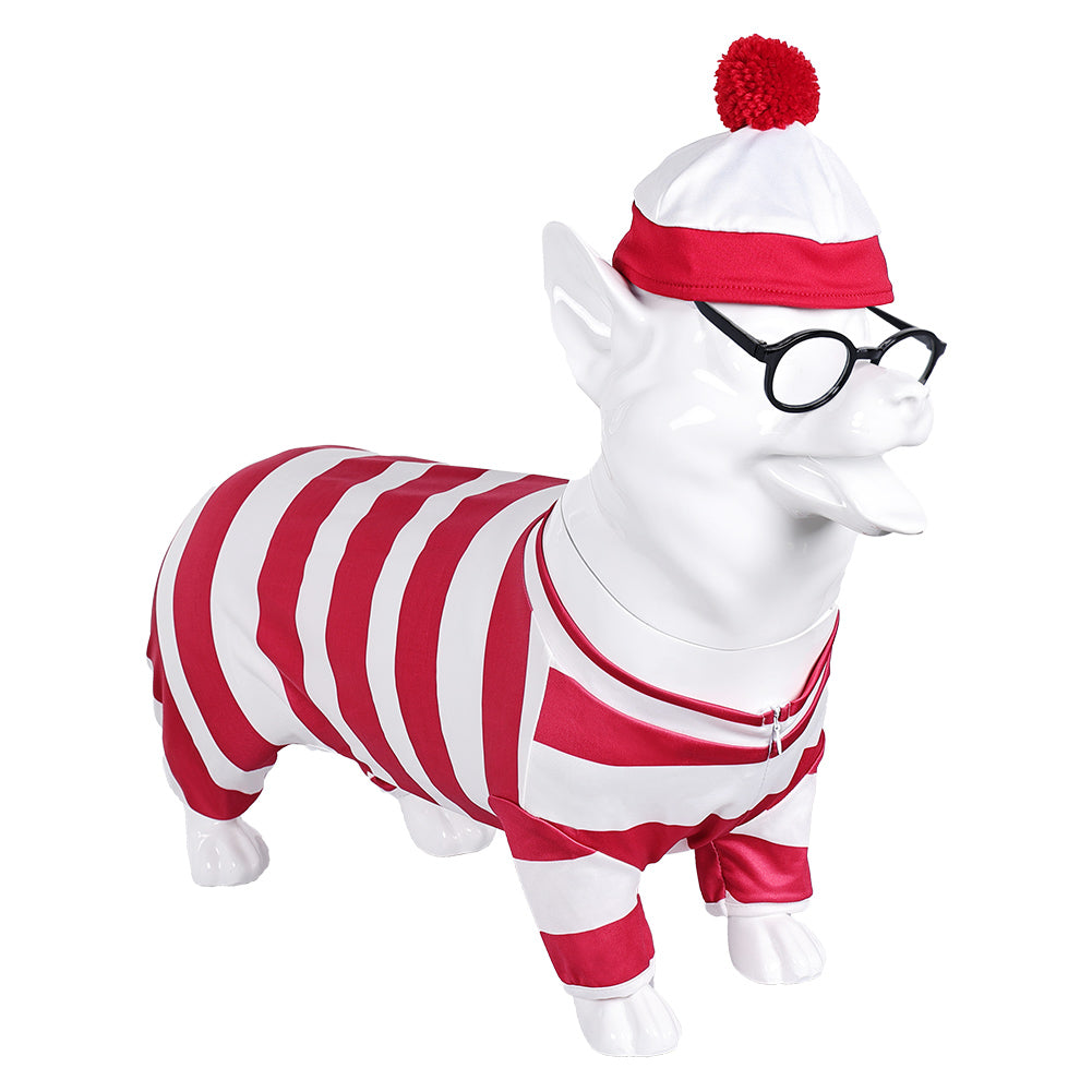 Animal Ou est Charlie Costume Rayé Rouge et Blanc pour Chien