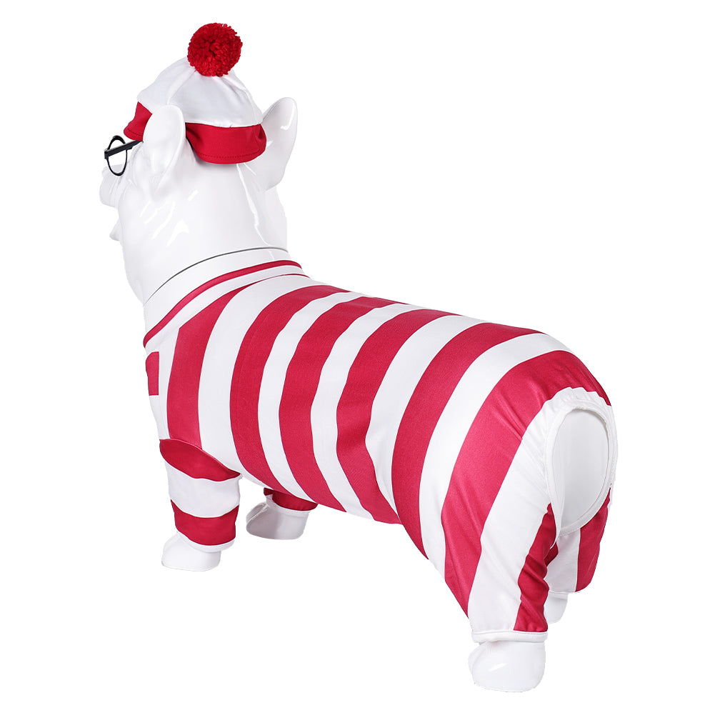 Animal Ou est Charlie Costume Rayé Rouge et Blanc pour Chien