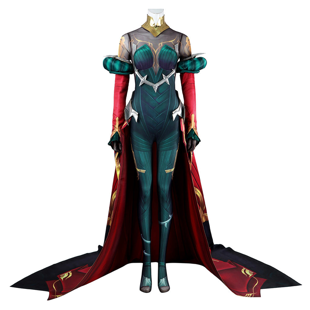 Arcane: League of Legends Saison 2 Mel Tenue Verte et Rouge Cosplay Costume