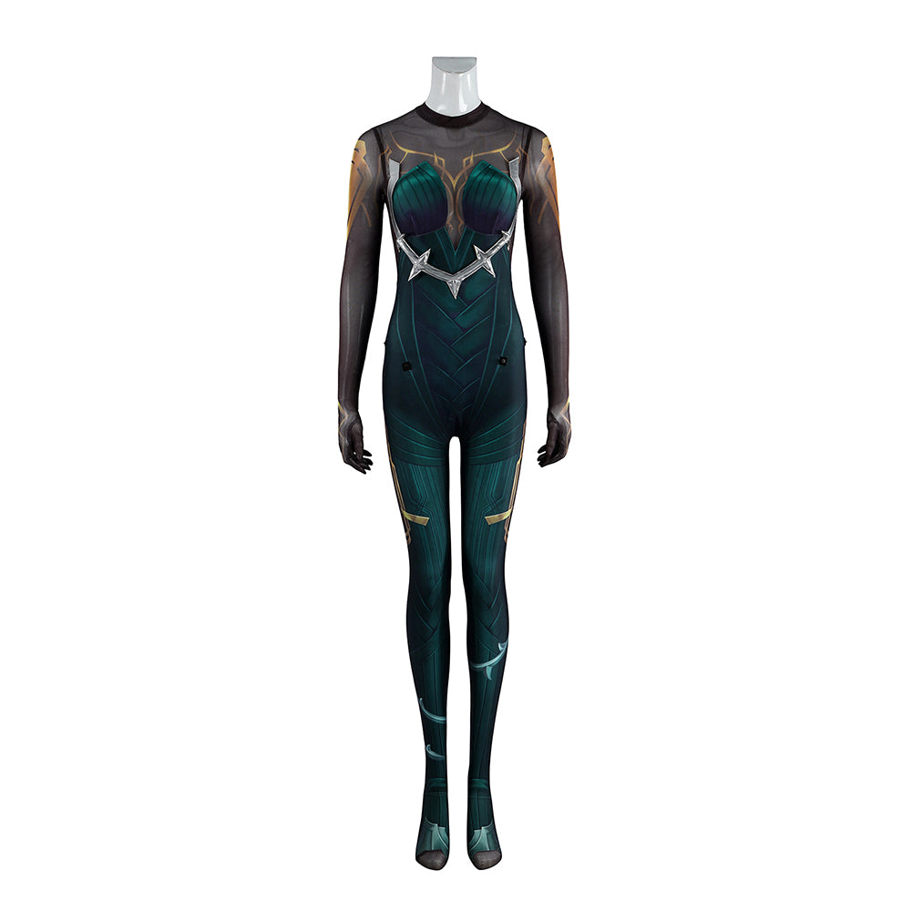 Arcane: League of Legends Saison 2 Mel Tenue Verte et Rouge Cosplay Costume