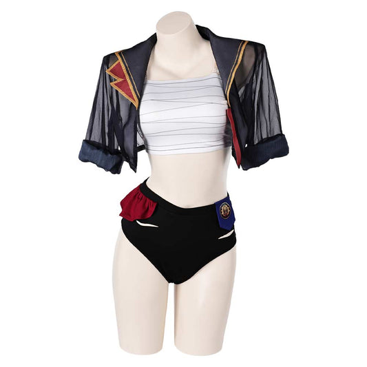 Arcane: League of Legends Saison 2 Vi Maillot de Bain Bikini+Couvre-up Cosplay Costume Design Original