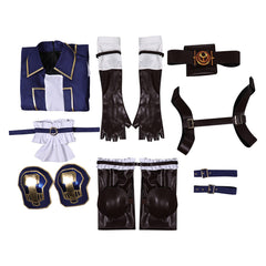 Arcane: League of Legends Saison 2(2024) Caitlyn Tenue Bleue à Manches Courtes Cosplay Costume