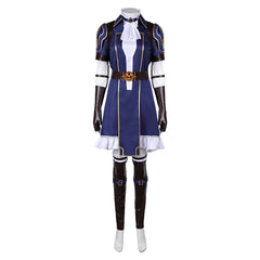 Arcane: League of Legends Saison 2(2024) Caitlyn Tenue Bleue à Manches Courtes Cosplay Costume